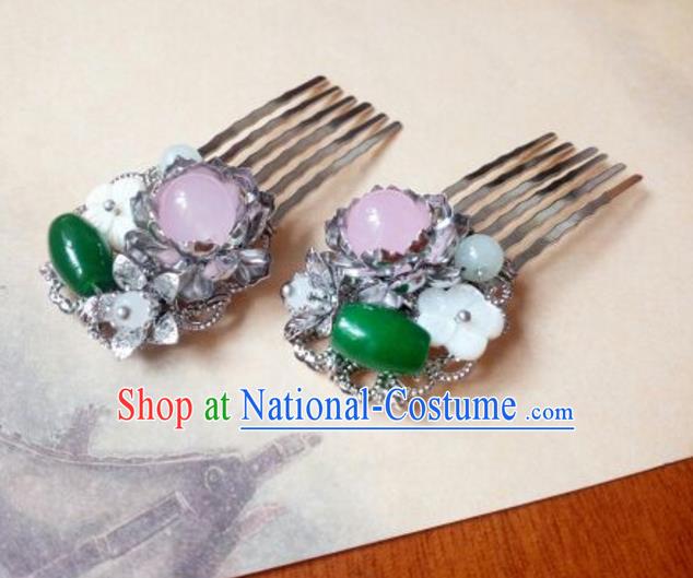 Traditional Handmade Chinese Ancient Classical Hanfu Hair Accessories Step Shake, Princess Hairpins Jade Hair Comb Headwear for Women