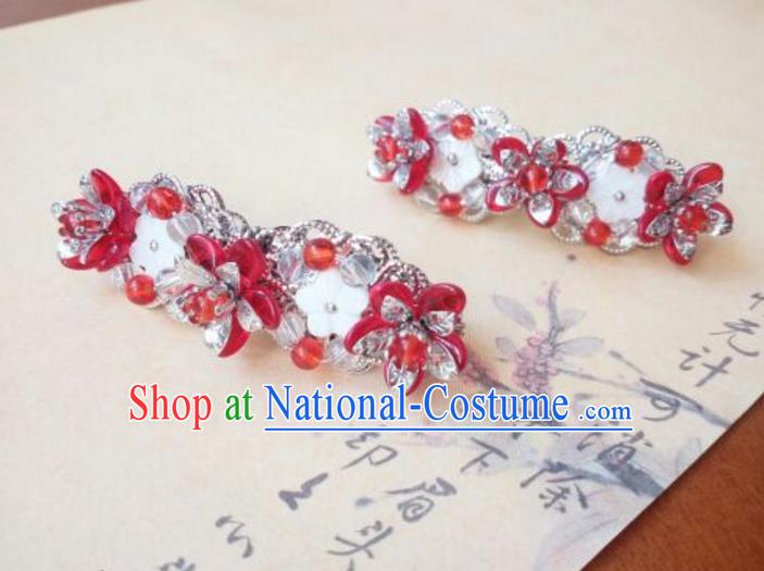 Traditional Handmade Chinese Ancient Classical Hanfu Hair Accessories Red Oriental Cherry Hair Claw, Princess Hairpins Hair Stick Headwear for Women