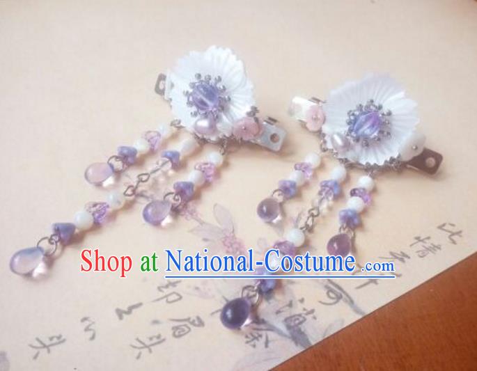 Traditional Handmade Chinese Ancient Classical Hanfu Hair Accessories Palace Lady Shell Flower Hair Claw, Princess Hairpins Hair Stick Headwear for Women