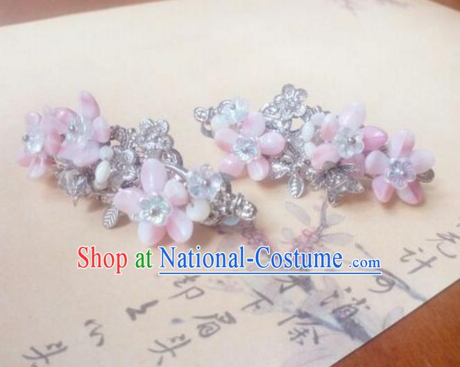 Traditional Handmade Chinese Ancient Classical Hanfu Hair Accessories Palace Lady Pink Hair Claw, Princess Hairpins Hair Stick Headwear for Women