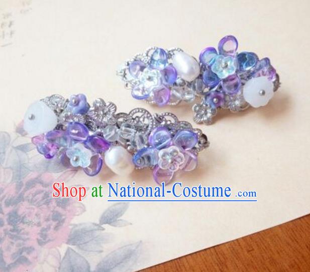 Traditional Handmade Chinese Ancient Classical Hanfu Hair Accessories Palace Lady Purple Hair Stick, Princess Hairpins Hair Claw Headwear for Women