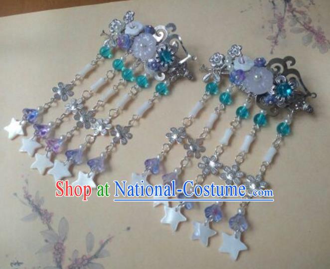 Traditional Handmade Chinese Ancient Classical Hair Accessories Hairpins Stars Tassel Hair Comb for Women