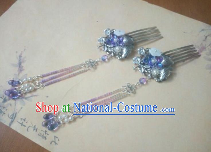 Traditional Handmade Chinese Ancient Classical Hair Accessories Hairpins Tassel Hair Comb for Women