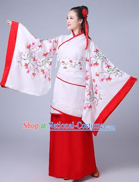 Traditional Chinese Han Dynasty Palace Lady Costume Embroidery Curve Bottom, Elegant Hanfu Clothing Chinese Ancient Princess Clothing for Women