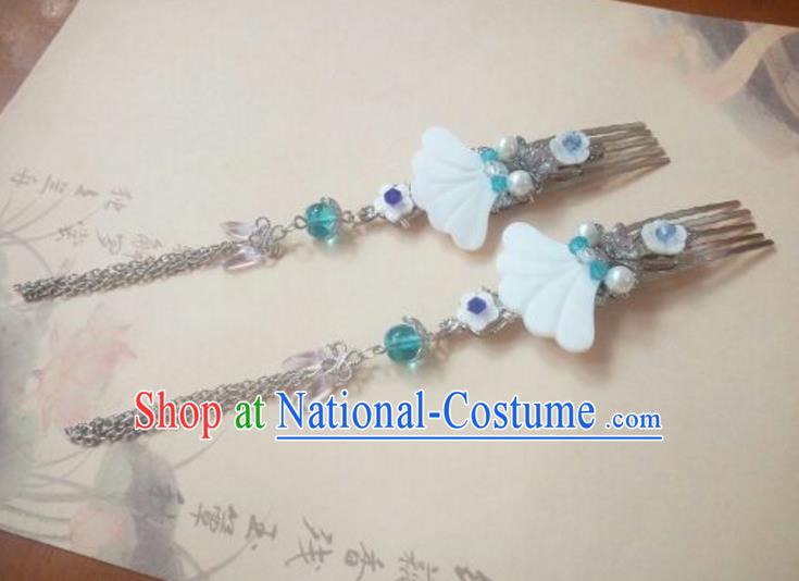 Traditional Handmade Chinese Ancient Classical Hanfu Hair Accessories Tassel Step Shake, Princess Palace Lady Shell Hairpins Hair Stick for Women