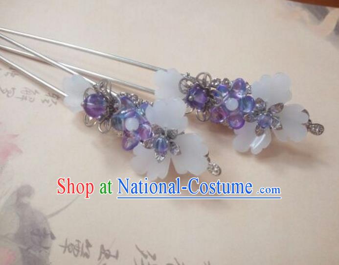 Traditional Handmade Chinese Ancient Classical Hanfu Hair Accessories Purple Step Shake, Princess Palace Lady Hairpins Hair Stick for Women