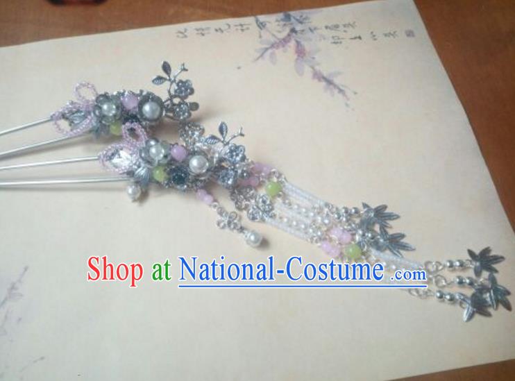 Traditional Handmade Chinese Ancient Classical Hanfu Hair Accessories Tassel Hairpins, Princess Headpiece Palace Lady Hair Stick for Women