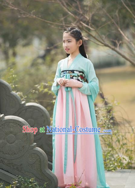 Traditional Ancient Chinese Princess Costume Palace Slip Dress, Elegant Hanfu Clothing Chinese Han Dynasty Embroidered Clothing for Kids