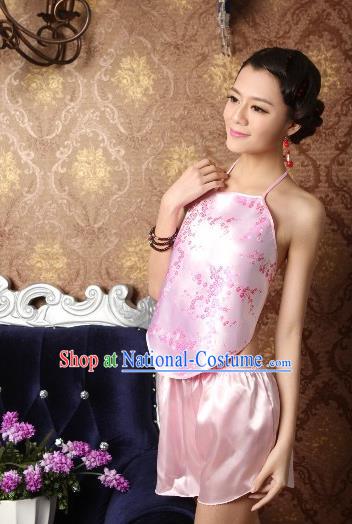 Traditional Chinese Ming Dynasty Princess Pink Bellyband, China Ancient Palace Lady Stomachers Embroidery Undergarment for Women