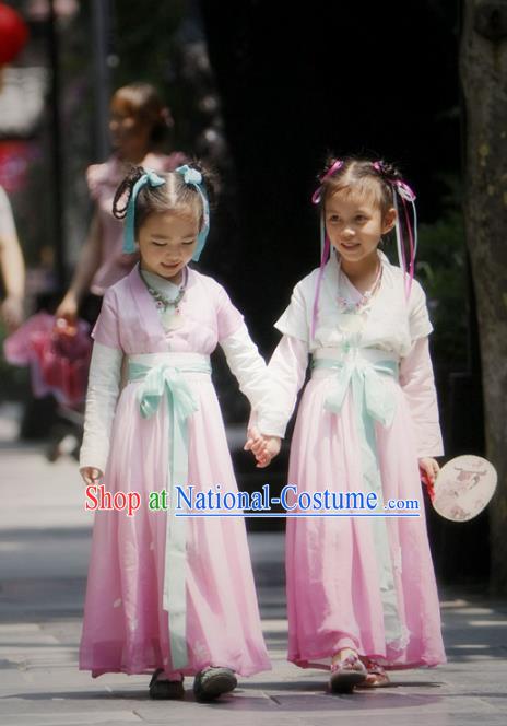 Traditional Ancient Chinese Princess Costume, Elegant Hanfu Clothing Chinese Han Dynasty Palace Lady Embroidered Clothing for Kids