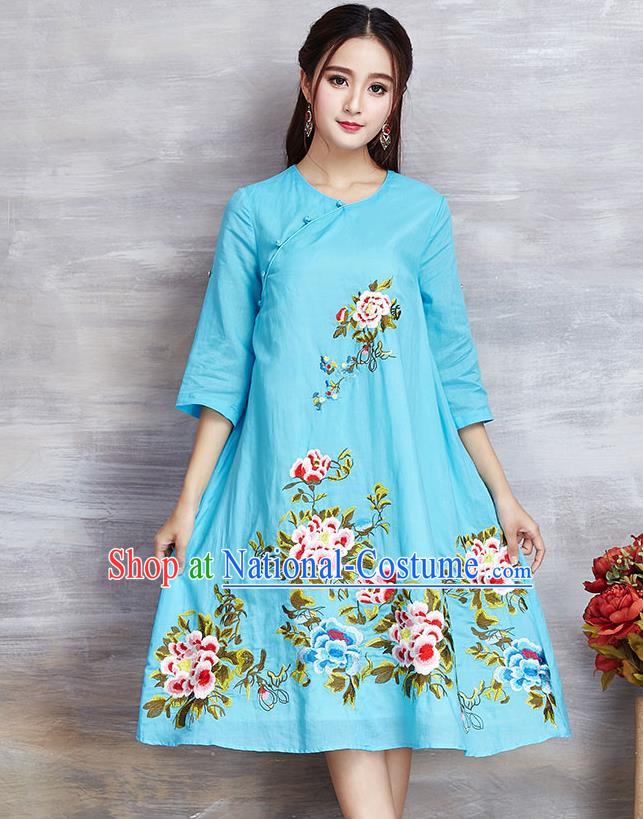 Traditional Ancient Chinese Young Women Cheongsam Dress Republic of China Tangsuit Stand Collar Blouse Dress Tang Suit Clothing