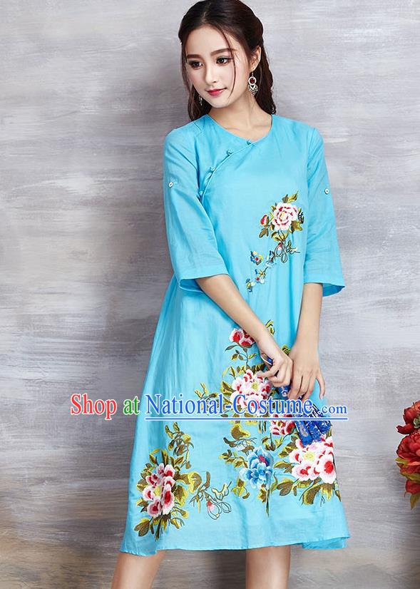 Traditional Ancient Chinese Young Women Cheongsam Dress Republic of China Tangsuit Stand Collar Blouse Dress Tang Suit Clothing