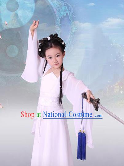 Traditional Asian Oriental Swordswoman Costumes, China Tang Dynasty Princess Hanfu Fairy Dress for Kids