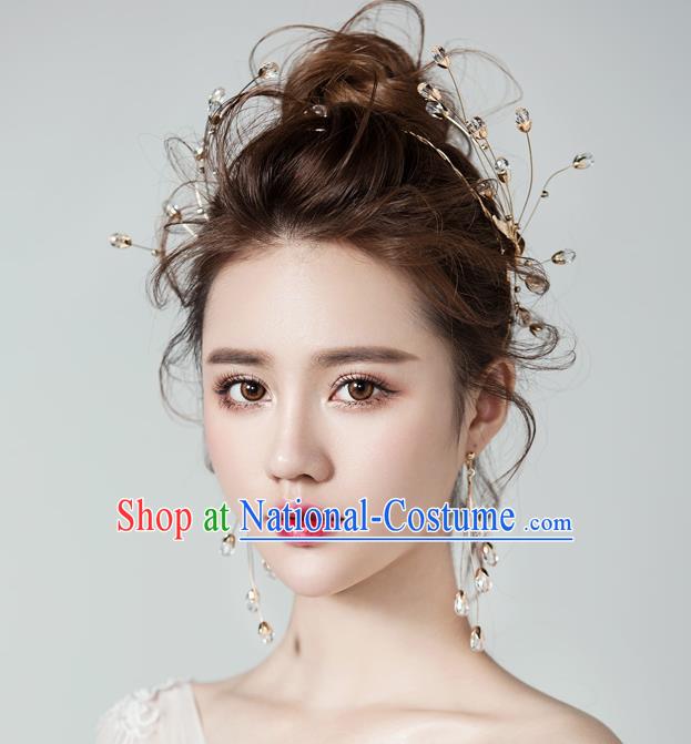 Top Grade Handmade Classical Golden Hair Accessories Baroque Style Princess Crystal Hair Clasp Headwear for Women