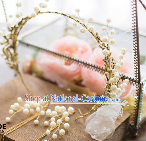 Top Grade Handmade Classical Hair Accessories Baroque Style Princess Pearls Hair Clasp Headwear for Women