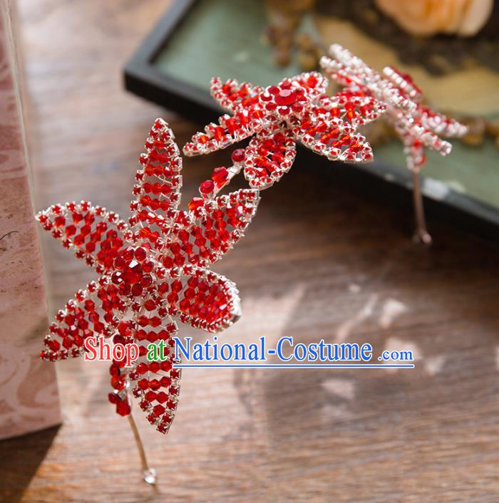 Top Grade Handmade Classical Hair Accessories Baroque Style Princess Red Crystal Hair Clasp Headwear for Women