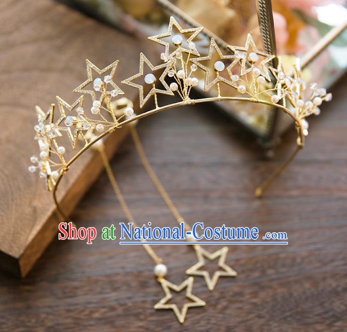 Top Grade Handmade Classical Hair Accessories Baroque Style Princess Crystal Stars Royal Crown Hair Clasp Headwear for Women