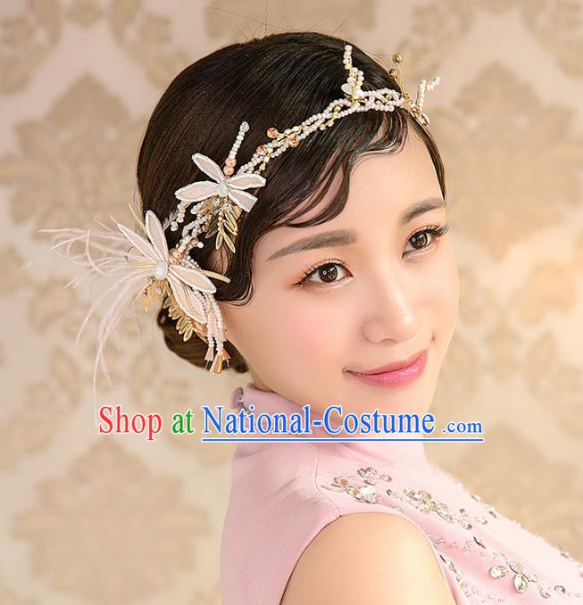 Top Grade Handmade Classical Hair Accessories Baroque Style Princess Silk Dragonfly Hair Clasp Headwear for Women