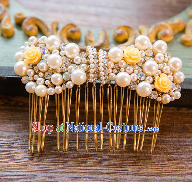 Top Grade Handmade Classical Hair Accessories Baroque Style Princess Hair Comb Headwear for Women