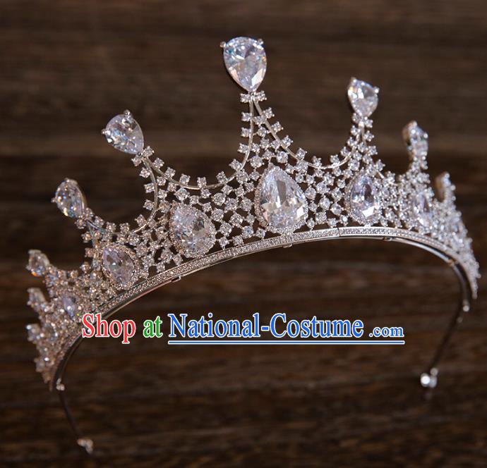 Top Grade Handmade Classical Hair Accessories Baroque Style Princess Crystal Royal Crown Zircon Hair Clasp Headwear for Women