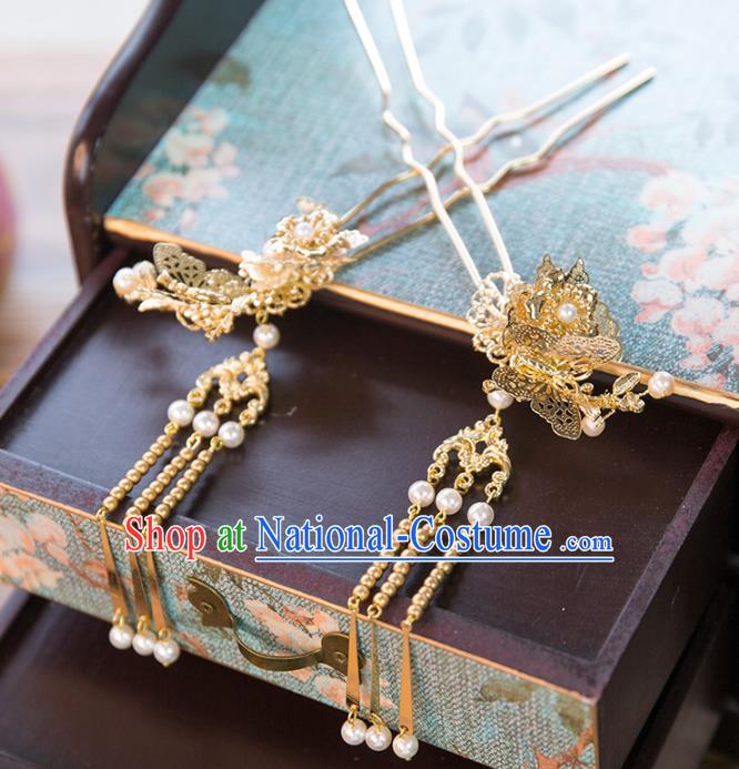 Aisan Chinese Handmade Classical Hair Accessories Tassel Butterfly Step Shake, China Xiuhe Suit Hairpins Wedding Headwear for Women