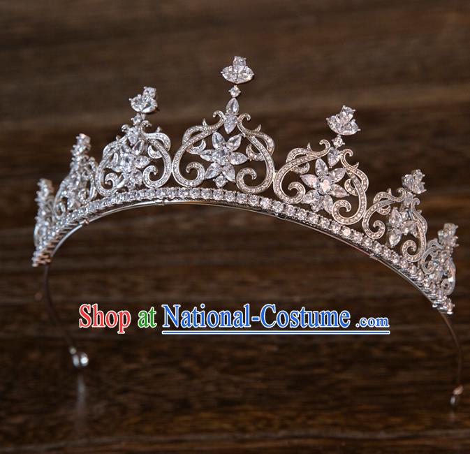 Top Grade Handmade Classical Hair Accessories Baroque Style Princess Crystal Royal Crown Zircon Hair Clasp Headwear for Women