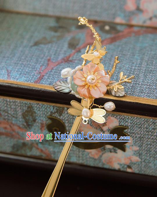 Aisan Chinese Handmade Classical Hair Accessories Pink Flower Hair Stick, China Xiuhe Suit Hairpins Wedding Headwear for Women