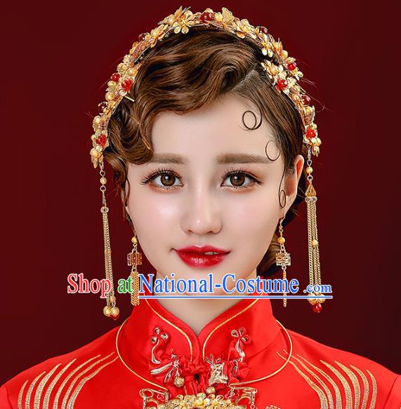 Aisan Chinese Handmade Classical Hair Accessories Hair Comb and Necklace Complete Set, China Xiuhe Suit Hairpins Wedding Headwear for Women