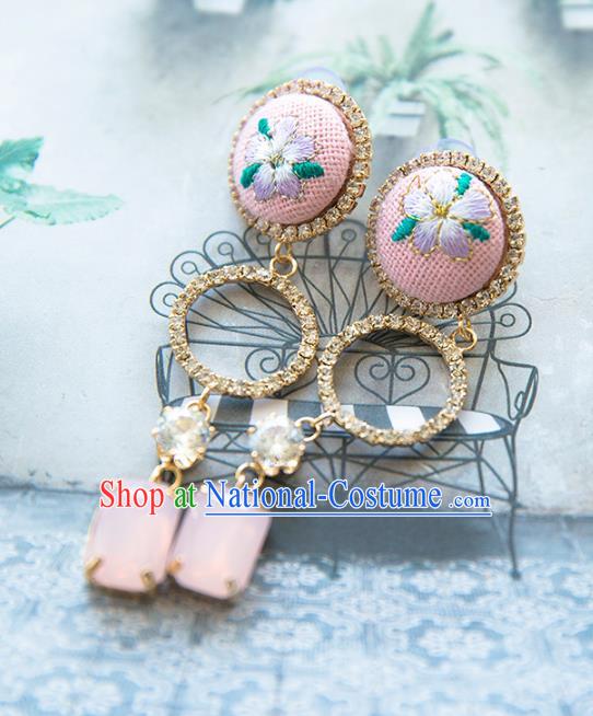 Top Grade Handmade Classical Hair Accessories Baroque Tassel Earrings, Princess Pink Eardrop for Women