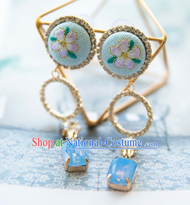 Top Grade Handmade Classical Hair Accessories Baroque Tassel Earrings, Princess Blue Eardrop for Women