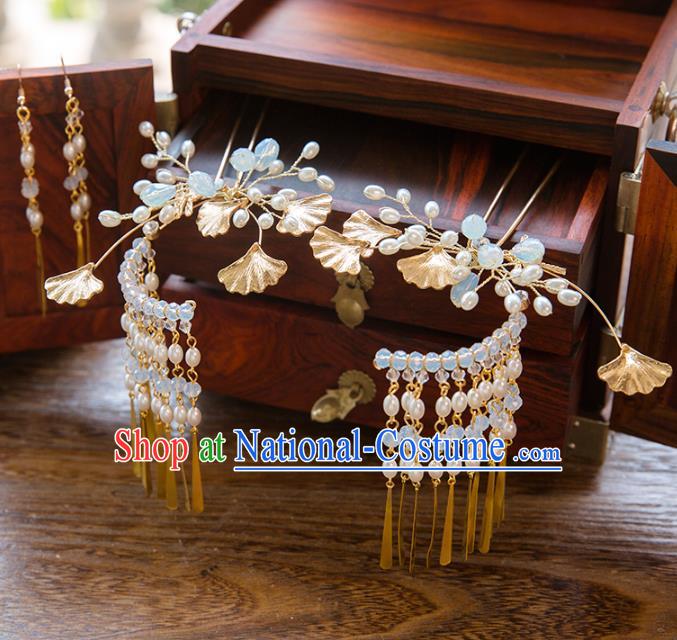 Aisan Chinese Handmade Classical Hair Accessories Pearls Tassel Step Shake, China Xiuhe Suit Hairpins Wedding Headwear for Women