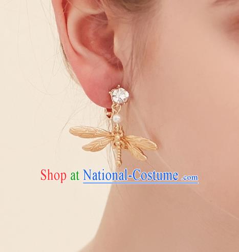 Top Grade Handmade Classical Jewelry Accessories Wedding Earrings Bride Golden Dragonfly Eardrop Women