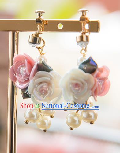 Top Grade Handmade Classical Hair Accessories Baroque Style Princess Ceramics Flowers Earrings Headwear for Women