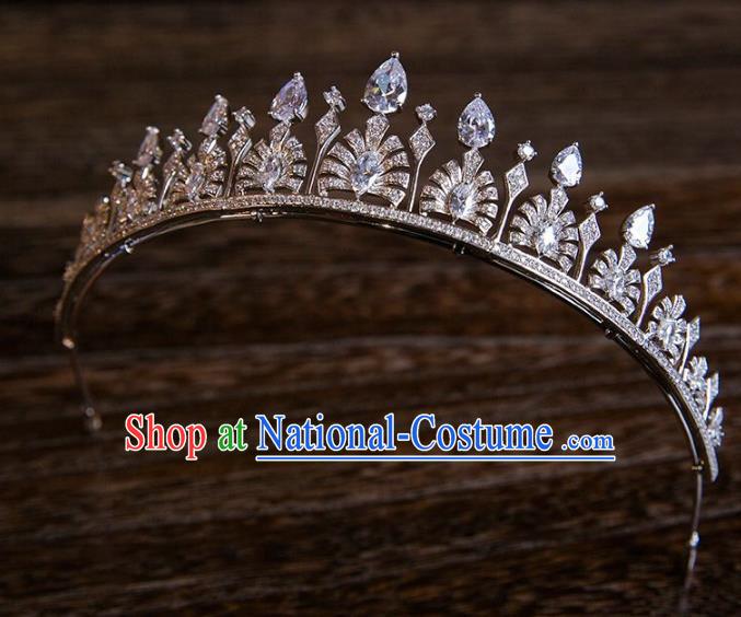 Top Grade Handmade Classical Hair Accessories Baroque Style Princess Crystal Royal Crown Zircon Hair Clasp Headwear for Women