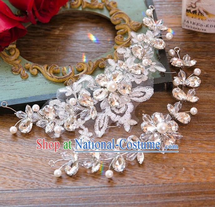 Top Grade Handmade Classical Hair Accessories Baroque Style Princess Crystal Hair Clasp Lace Hair Stick Headwear for Women