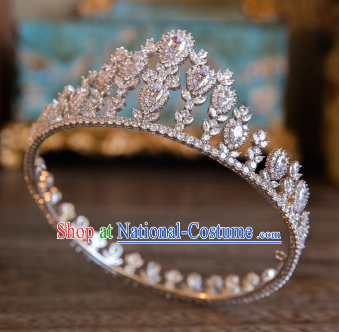 Top Grade Handmade Classical Hair Accessories Baroque Style Princess Crystal Hair Clasp Round Zircon Royal Crown Headwear for Women