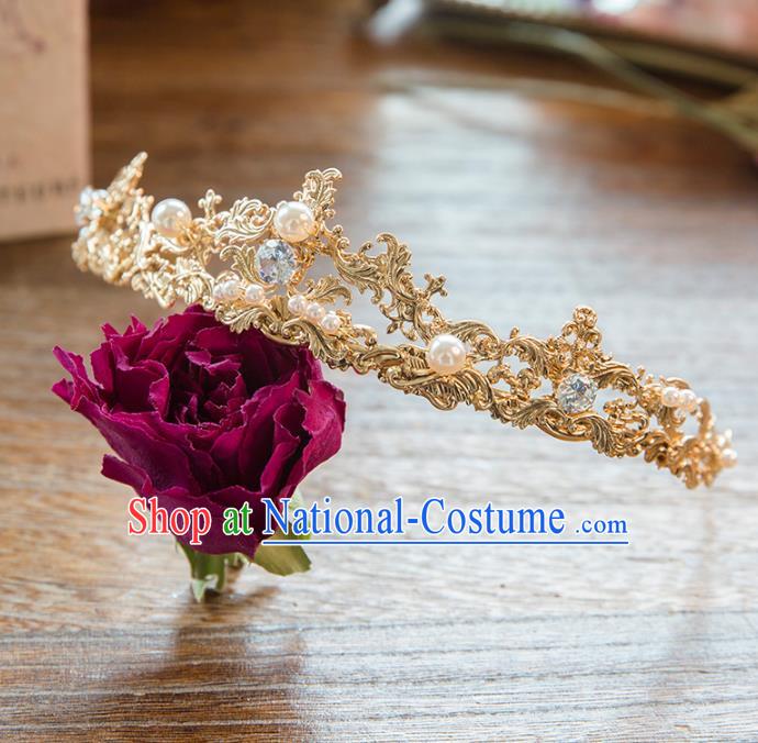 Top Grade Handmade Classical Hair Accessories Baroque Style Princess Crystal Pearls Royal Crown Headwear for Women