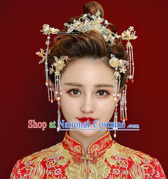 Aisan Chinese Handmade Classical Hair Accessories Hair Comb Complete Set, China Xiuhe Suit Hairpins Wedding Headwear for Women