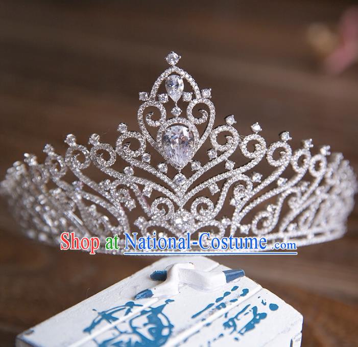 Top Grade Handmade Classical Hair Accessories Royal Crown, Baroque Style Princess Crystal Hair Clasp Headwear for Women