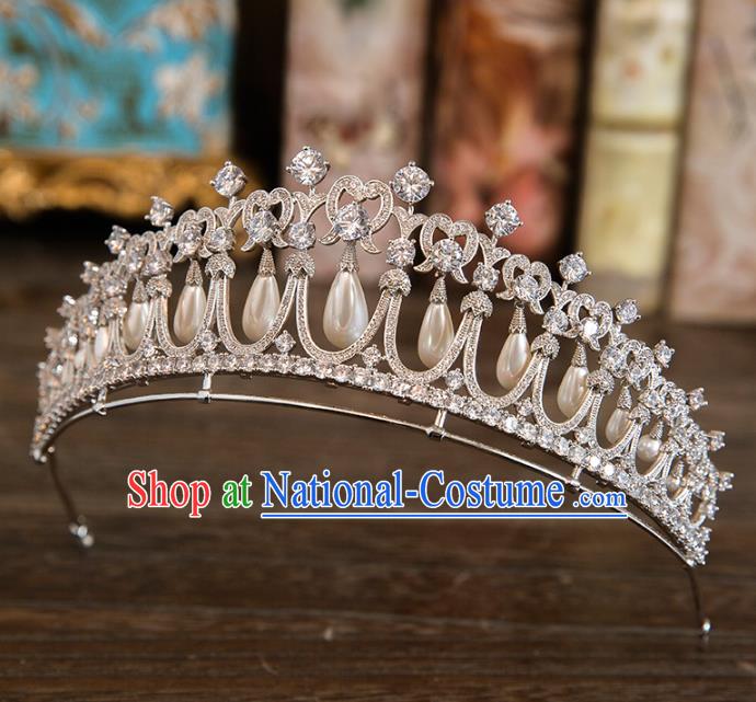 Top Grade Handmade Classical Hair Accessories Baroque Style Princess Crystal Pearls Royal Crown Hair Clasp Headwear for Women