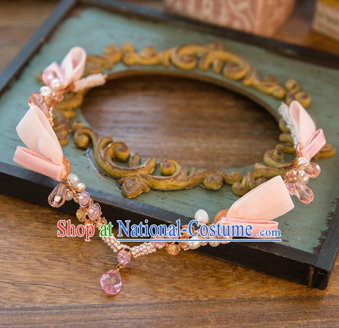 Top Grade Handmade Classical Hair Accessories Baroque Style Princess Crystal Forehead Ornament Pink Headband Headwear for Women