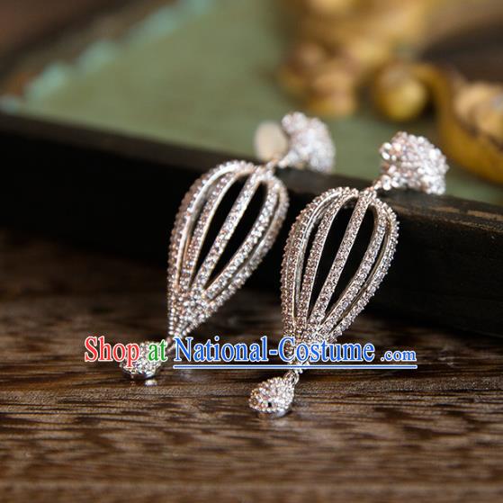 Top Grade Handmade Classical Accessories Baroque Style Princess Crystal Earrings Zircon Eardrop Headwear for Women