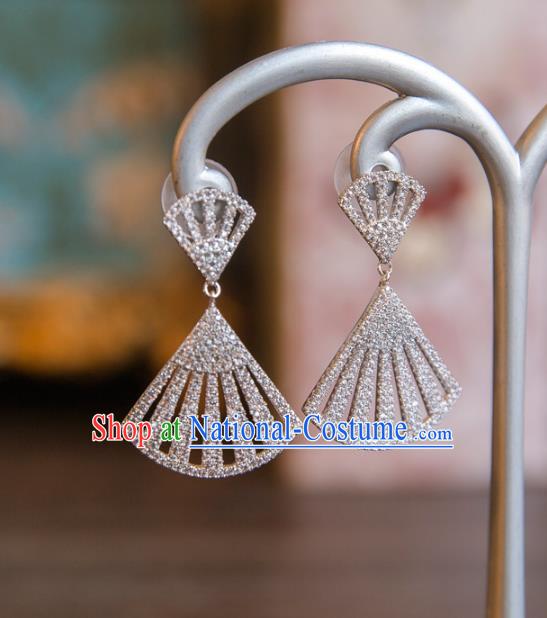 Top Grade Handmade Classical Accessories Baroque Style Princess Crystal Earrings Zircon Eardrop Headwear for Women