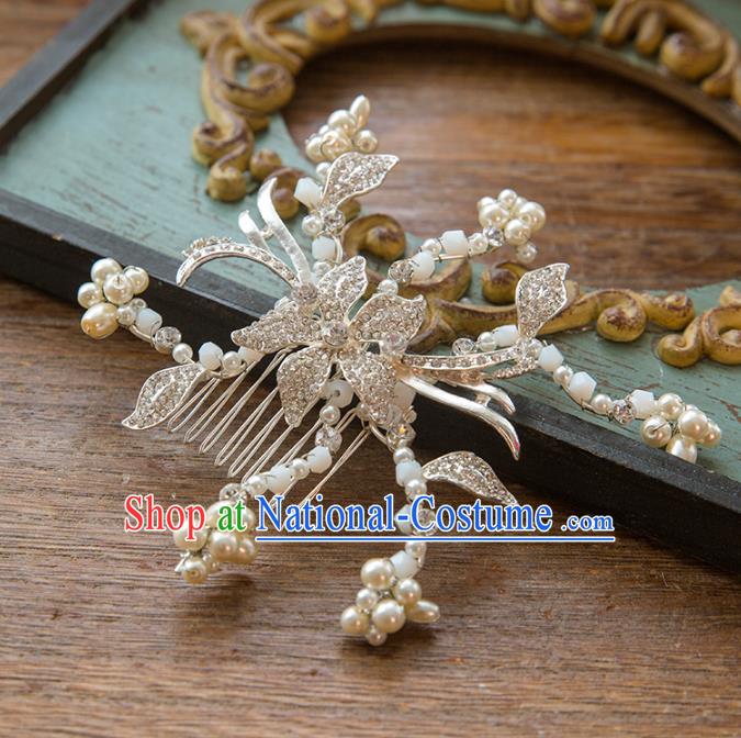 Top Grade Handmade Classical Hair Jewelry Accessories Hair Comb, Baroque Style Princess Crystal Headwear for Women