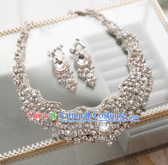 Top Grade Handmade Classical Jewelry Accessories Earrings and Necklace, Baroque Style Princess Crystal Headwear for Women