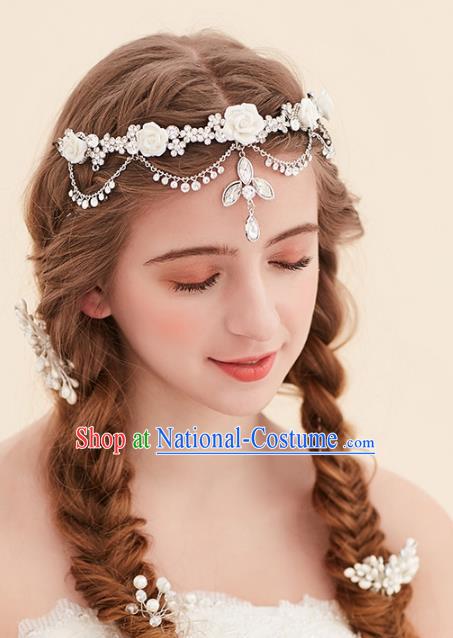 Top Grade Handmade Classical Hair Accessories Forehead Ornament, Baroque Style Princess Crystal Hair Clasp Headwear for Women