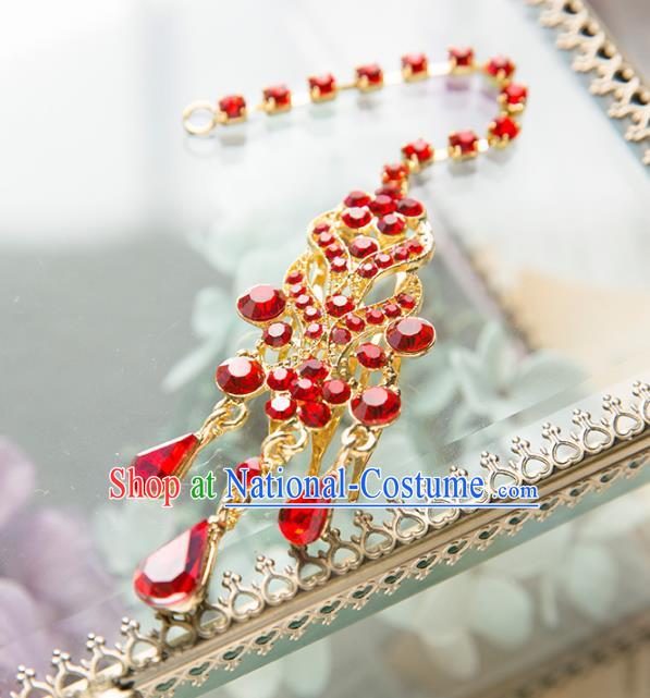 Aisan Chinese Handmade Classical Accessories Hanfu Red Crystal Earrings Wedding Headwear for Women