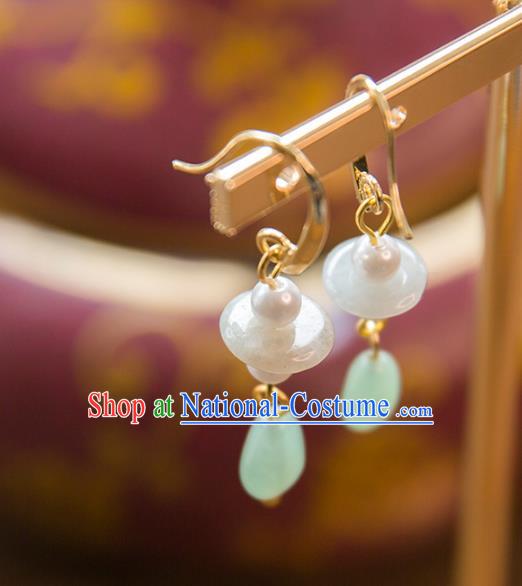 Aisan Chinese Handmade Classical Accessories Hanfu Green Jade Earrings Wedding Headwear for Women