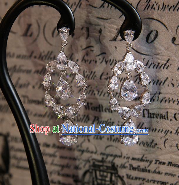 Top Grade Handmade Classical Hair Accessories Baroque Tassel Earrings, Princess Crystal Bride Eardrop for Women