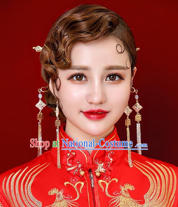 Aisan Chinese Handmade Classical Hair Accessories Tassel Step Shake Complete Set, China Xiuhe Suit Hairpins Wedding Headwear for Women